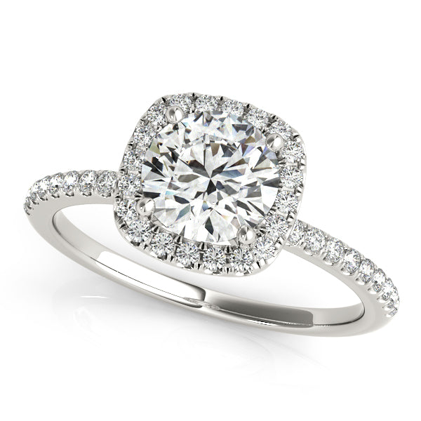 Platinum Round Halo Engagement Ring