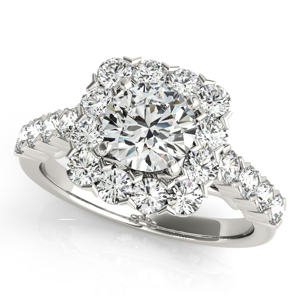 Platinum Round Halo Engagement Ring
