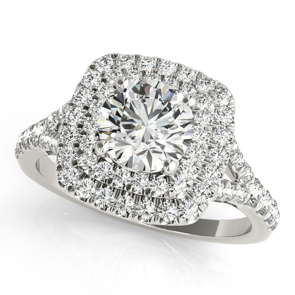 Platinum Round Halo Engagement Ring