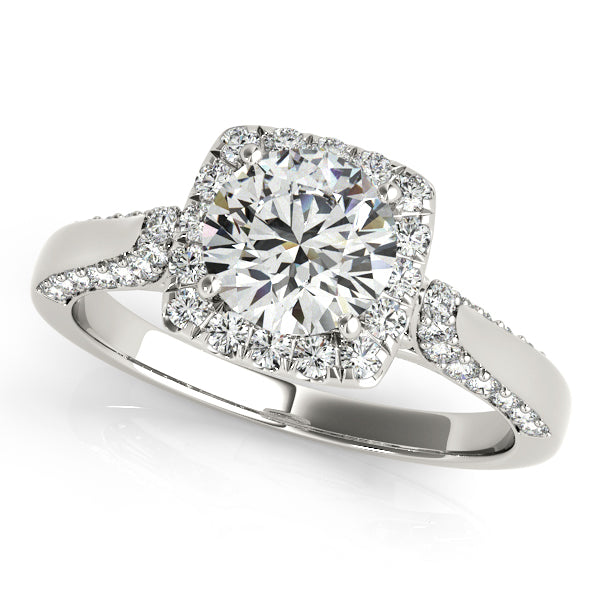 Platinum Round Halo Engagement Ring