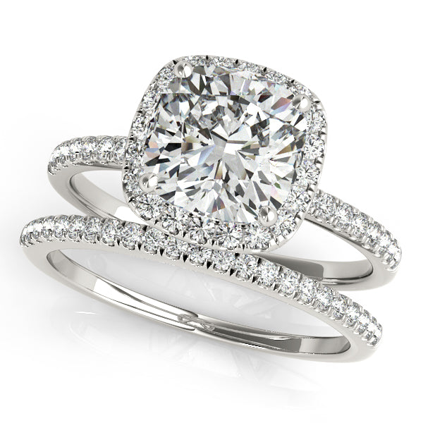 Platinum Halo Engagement Ring - Image 3