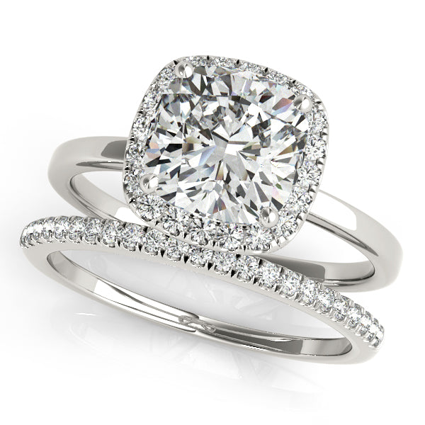 Platinum Halo Engagement Ring - Image 3