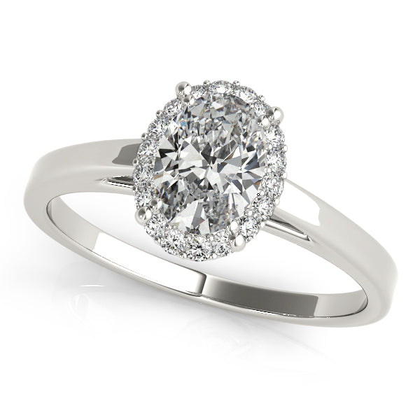 Platinum Oval Halo Engagement Ring