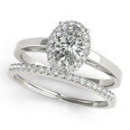 Platinum Oval Halo Engagement Ring - Image 3