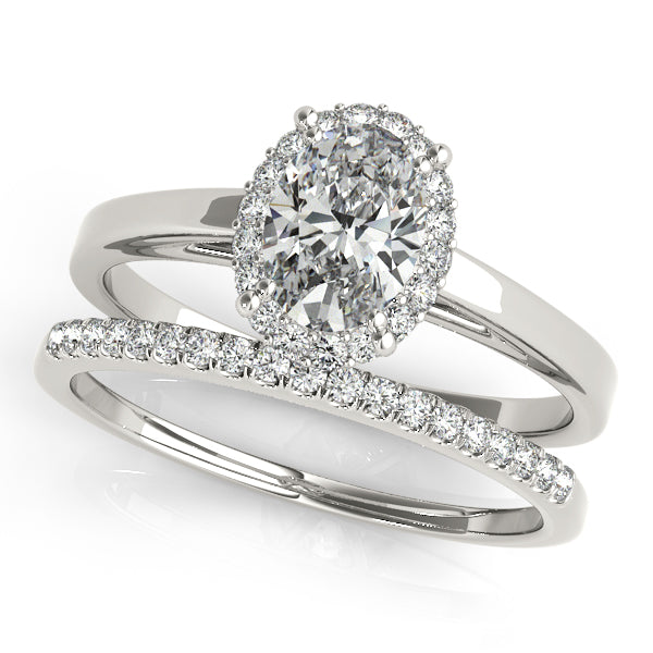 Platinum Oval Halo Engagement Ring - Image 3