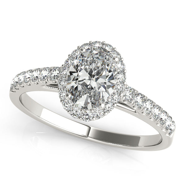 Platinum Oval Halo Engagement Ring