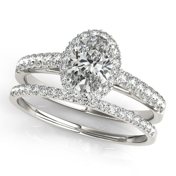 Platinum Oval Halo Engagement Ring - Image 3