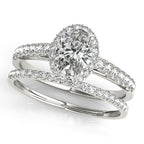 Platinum Oval Halo Engagement Ring - Image 3