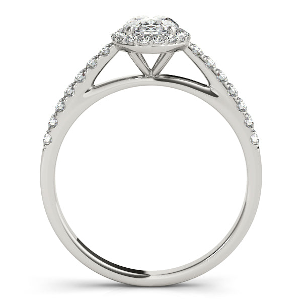 Platinum Oval Halo Engagement Ring - Image 2