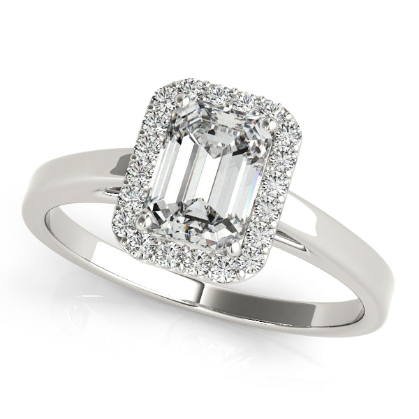 Platinum Emerald Halo Engagement Ring