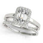 Platinum Emerald Halo Engagement Ring - Image 3