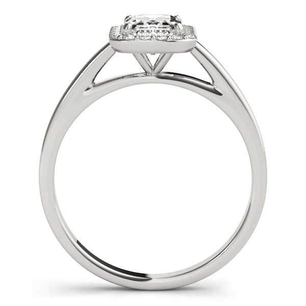 Platinum Emerald Halo Engagement Ring - Image 2