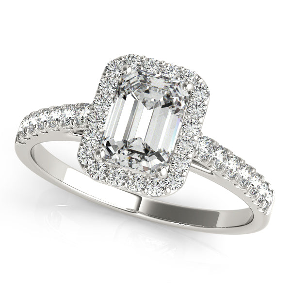 Platinum Emerald Halo Engagement Ring