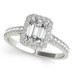 Platinum Emerald Halo Engagement Ring