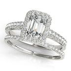 Platinum Emerald Halo Engagement Ring - Image 3