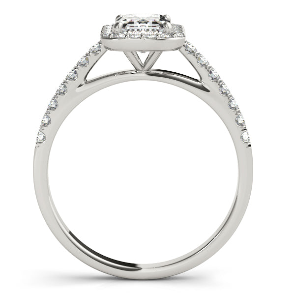 Platinum Emerald Halo Engagement Ring - Image 2