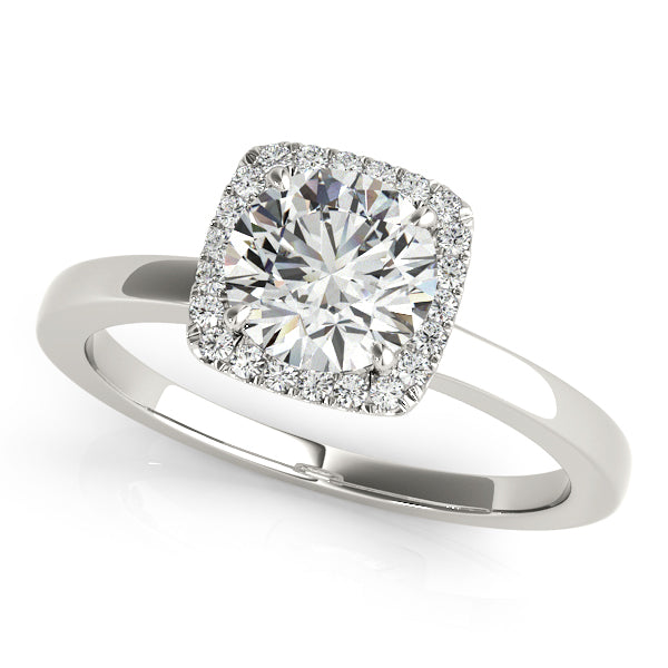 Platinum Round Halo Engagement Ring