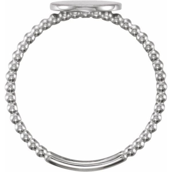 Be Posh® Engravable Beaded Signet Ring - Image 2