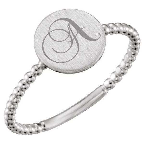Be Posh® Engravable Beaded Signet Ring - Image 3