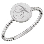 Be Posh® Engravable Beaded Signet Ring - Image 3