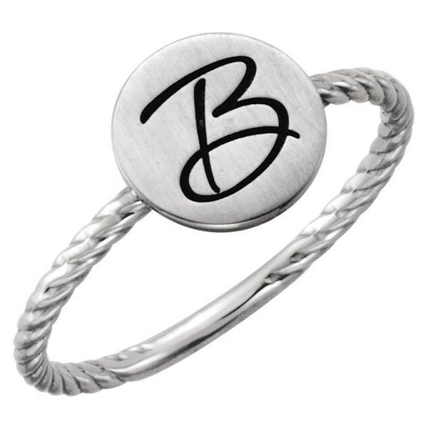Be Posh® Engravable Rope Signet Ring - Image 3