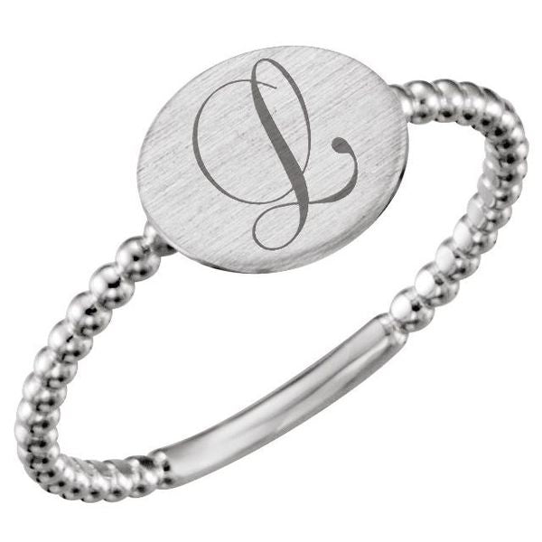 Be Posh® Engravable Beaded Signet Ring - Image 3