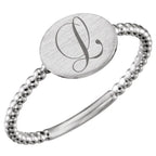 Be Posh® Engravable Beaded Signet Ring - Image 3