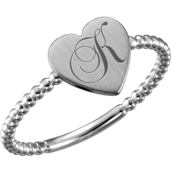 Be Posh® Engravable Beaded Signet Ring - Image 3
