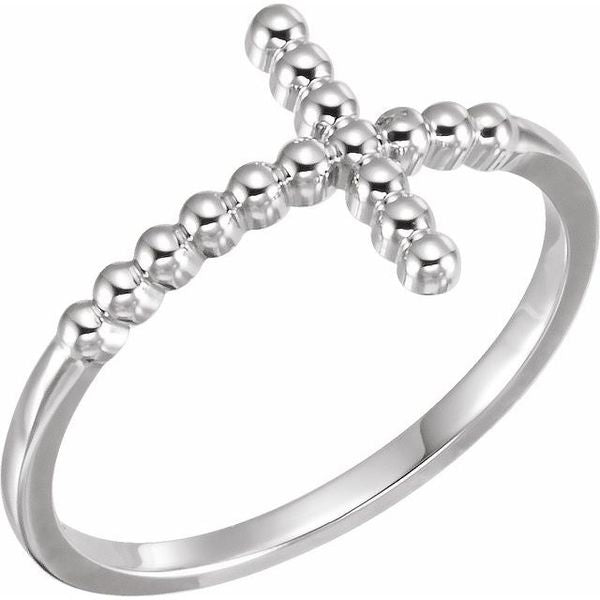 Sideways Beaded Cross Ring