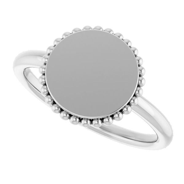 Engravable Beaded Signet Ring - Image 5