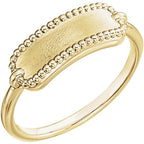 Rectangle Beaded Signet Ring