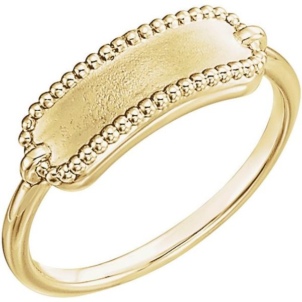 Rectangle Beaded Signet Ring