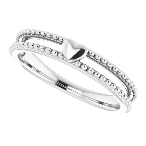 Milgrain Stackable Heart Ring - Image 5