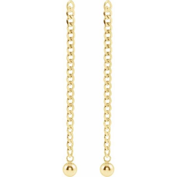 Curb Chain Bead Earrings - Image 2