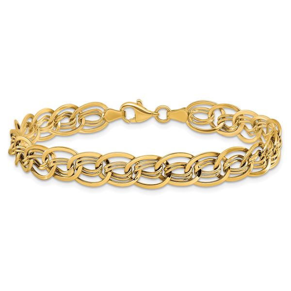 Leslie's 10K Yellow Gold Triple Fancy Link Bracelet - Image 3