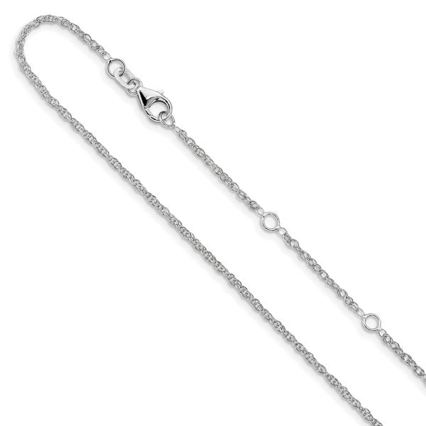 Leslie's 10k White Gold 1.5mm Loose Rope 1in+1in Adjustable Chain