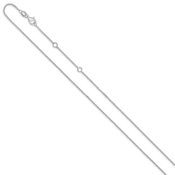 Leslie's 10k White Gold 1.2mm Flat Cable 1in+1in Adjustable Chain - Image 2