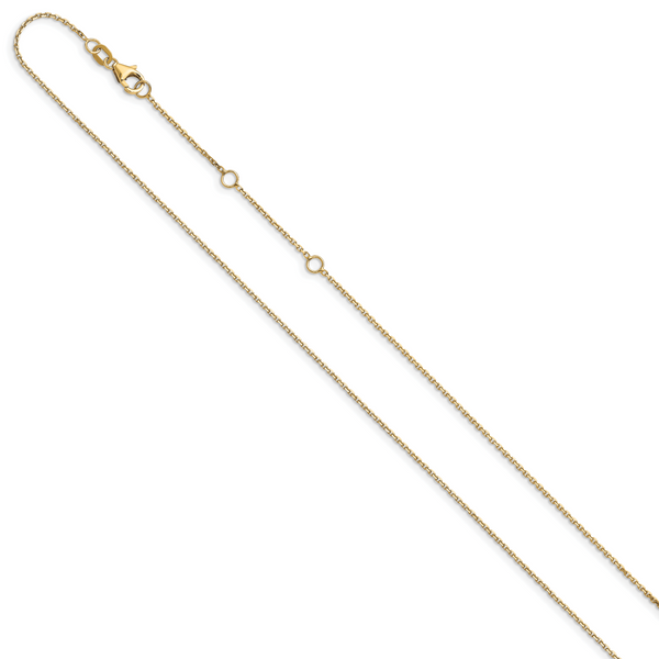Leslie's 10k Yellow Gold 1.05mm D/C Cable 2in+2in Adjustable Chain - Image 2