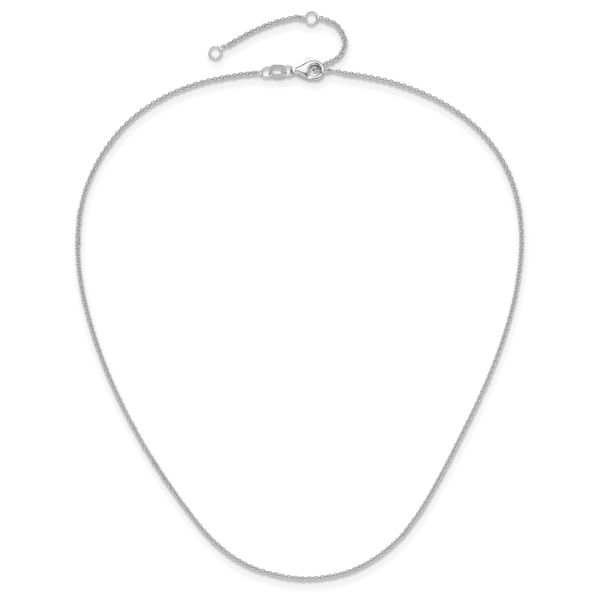 10k White Gold 1.4mm Round Cable 2in+2in Adjustable Chain - Image 4
