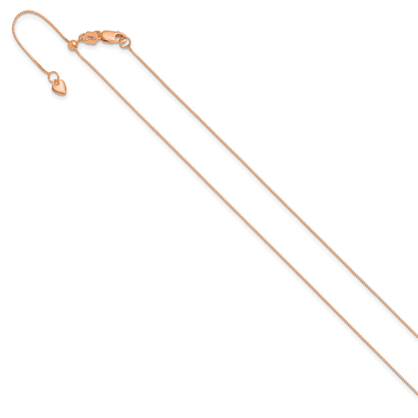 10K Rose Gold Adjustable .55mm Baby Box Chain - Image 2