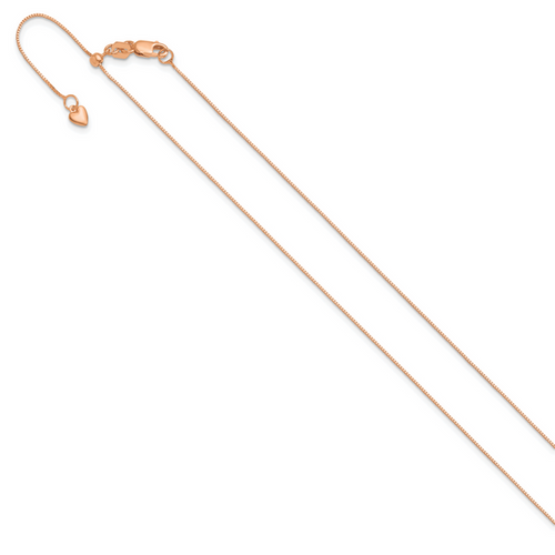 10K Rose Gold Adjustable .55mm Baby Box Chain - Image 2