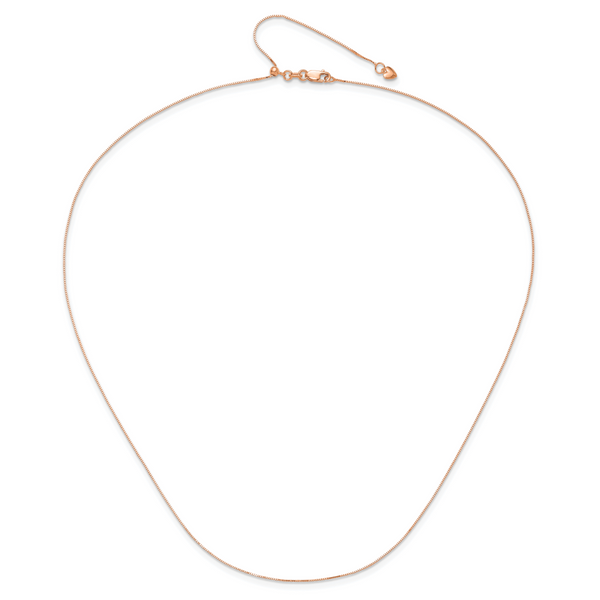 10K Rose Gold Adjustable .55mm Baby Box Chain - Image 4