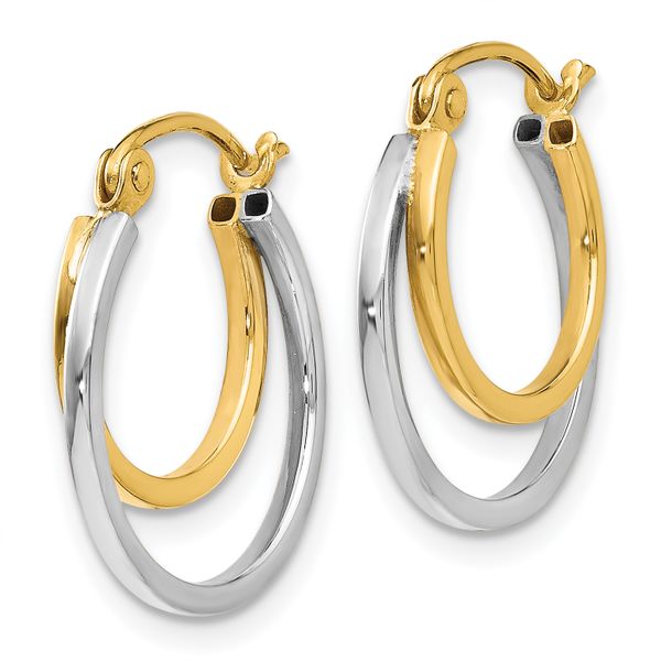 Leslie's 14K Two-tone Polished Hinged Hoop Earrings - Image 2