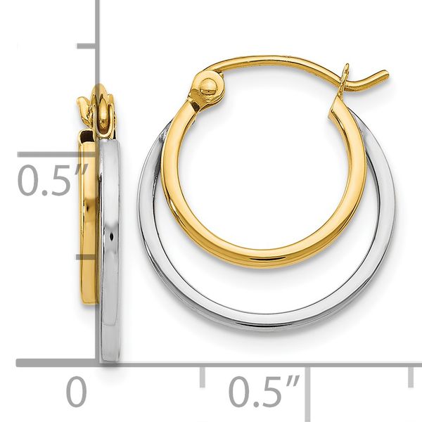 Leslie's 14K Two-tone Polished Hinged Hoop Earrings - Image 4