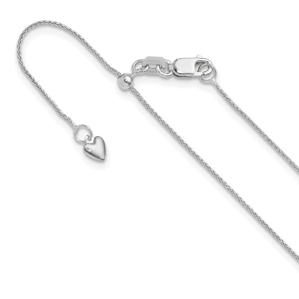 Leslie's 10k White Gold Adjustable .8mm D/C Wheat Chain