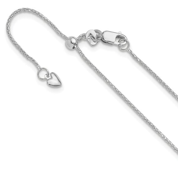 Leslie's 10k White Gold Adjustable 1mm D/C Wheat Chain