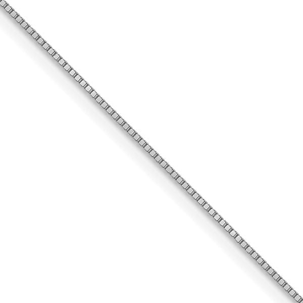 Leslie's 10k White Gold .5mm Baby Box with Lobster Clasp Chain
