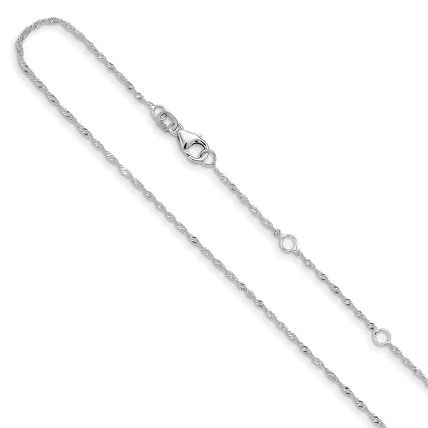Leslie's 10k White Gold 1.25mm Singapore 1in+1in Adjustable Chain