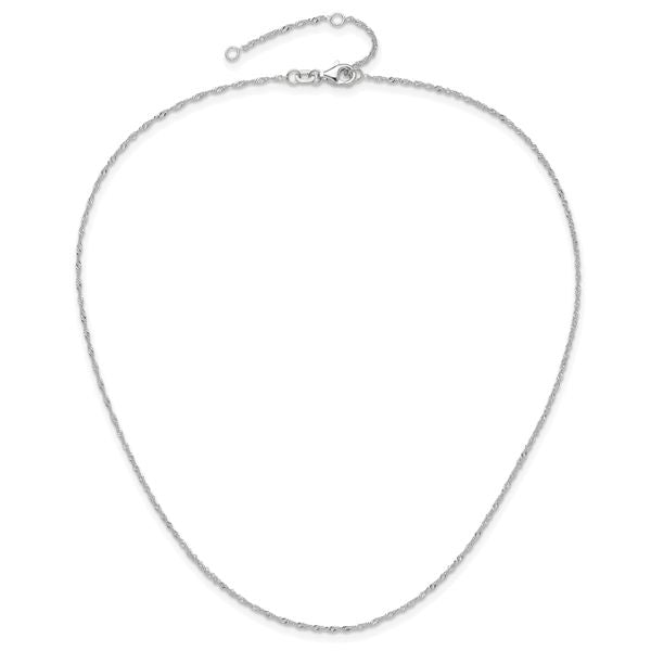 Leslie's 10k White Gold 1.25mm Singapore 1in+1in Adjustable Chain - Image 4