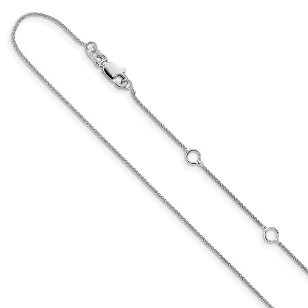 Leslie's 10k White Gold .8mm Baby Spiga 1in+1in Adjustable Chain